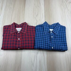 Frank & Eileen Mens Red Blue Plaid Flannel Woven Button-Up Shirt Size M Lot of 2